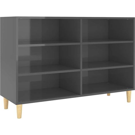 Credenza buffet cassettiera mobile contenitore organizer cucina soggiorno lucido 103,5 x 35 x 70 cm derivati del legno grigio 020031814