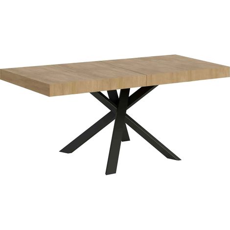 Table extensible 90x90/194 cm Clerk Plateau Chêne Nature Premium Pieds Anthracite