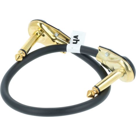 vhbw Cable patch de guitarra 30cm, cable jack para pedales de efecto - Cable patch jack con clavija jack de 6,35mm, en ángulo, oro / negro