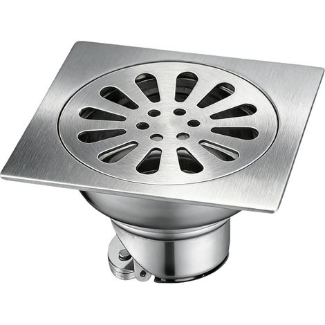 Carré Acier Inoxydable Drain De Plancher avec Passoire Filtre éPais Drain,Grille Douche ,Siphon De Sol en Acier Inoxydable Anti-Odeur Carré,Drain De Douche (1/5)