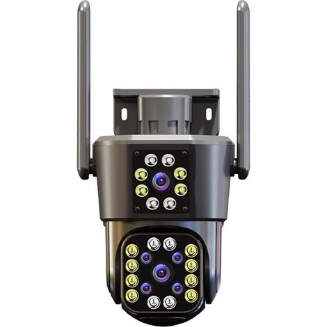 Caméra de sécurité à Domicile Caméra étanche extérieure IP HD PTZ, Zoom 8X, Trois objectifs, Trois écrans, vidéosurveillance, Protection de sécurité(8MP NO Card) (1/5)