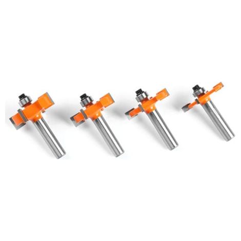 4pcs 8mm 4-Lame Fraise à Bois T-Forme Fraise de Rainure Set Coupe Outil de Travail du Bois Orange Lame Hauteur:4mm,6mm, 8mm, 10mm (1/5)