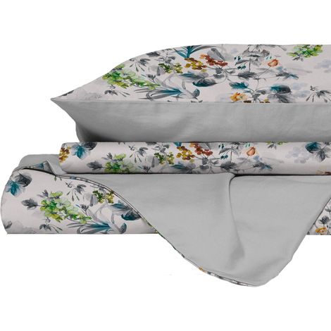 Copripiumino Matrimoniale con Federe Stampato in Puro Cotone Flora (1/3)