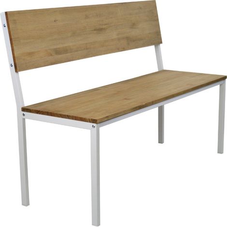 Banco iCub con respaldo 50x100x86cm Blanco en madera maciza de pino acabado vintage estilo industrial Box Furniture (1/4)