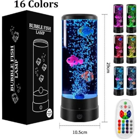 Lampe À Bulles - Poisson - Veilleuse Lumière Douce - Télécommande - USB Ou Batterie - 11 X 10,5 X 28,5 Cm - 382 G (1/4)