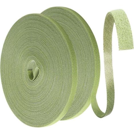 50m Garden Plant Ties, 10mm Green Grass Plant Ties Reusable Fastening Tape Weatherproof Hook and Loop Fastener for Plants (25m/Roll) (1/4)