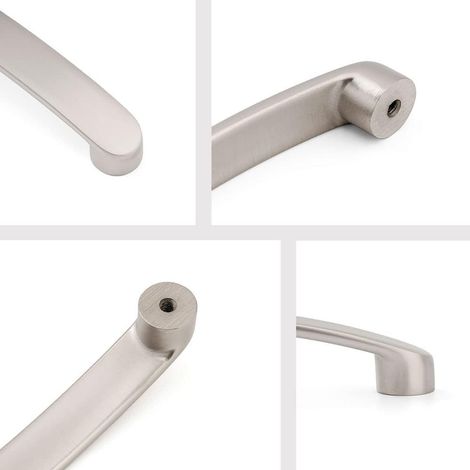 Ensemble de 6 poignées de meubles chromées pour portes de cuisine - Finition brossée (1/5)