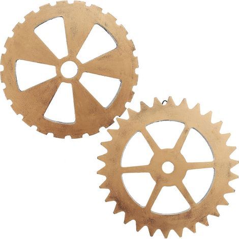Lot de 2 décorations murales vintage style industriel à engrenages-14X14CM-Golden (1/3)