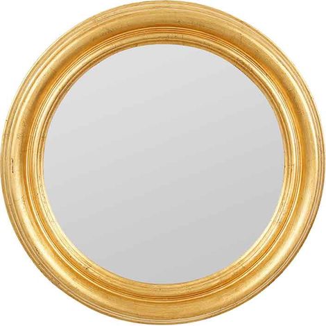 Miroir convexe Drachma rond doré bois 46cm (1/4)