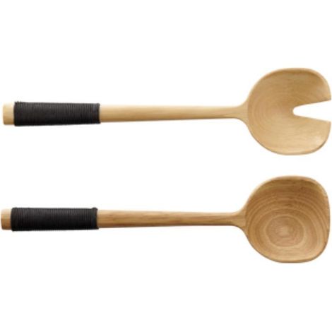 ASA Couverts à salade avec manche en nylon noir wood
