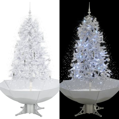 Árbol de Navidad con nieve con base en paraguas blanco 170 cm vidaXL (1/2)