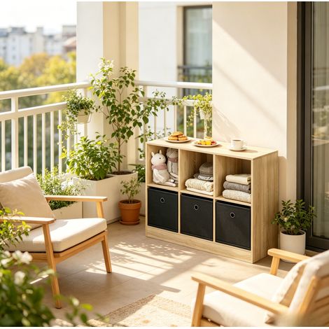 Bücherregal mit 3 Stoffschubladen 30x80x61 cm OKMYHOME (1/5)