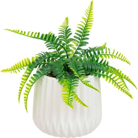 Plante Artificielle en Pot "Fougère" 33cm Blanc (1/3)
