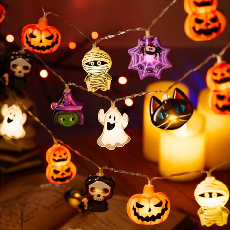 Guirlande lumineuse d'Halloween de 3 m (9,8 pi) avec 20 DEL, fonctionnant sur piles, minuterie et 8 modes (1/5)