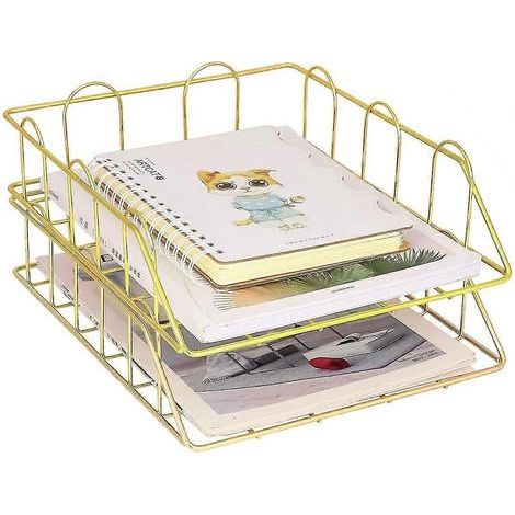 Plateau à courrier empilable, cuivre, lot de 2, doré (1/5)