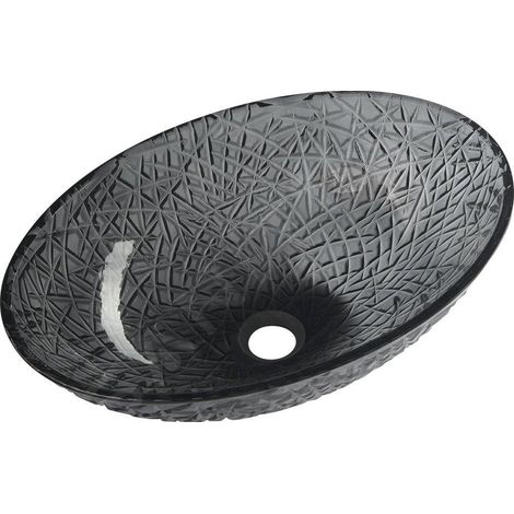 Sapho Beauty - Lavabo à poser, 500x360 mm, sans trop-plein, verre noir TY305SG (1/5)