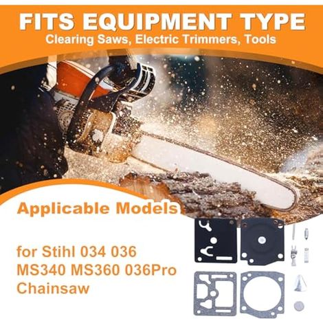 Kit de réparation de carburateur pour Zama RB-31 Carb Stihl 034 034S 036 036Pro MS360 034 Scie à chaîne Super C3A-S4A C3A-S4B C3A-S4C (1/5)