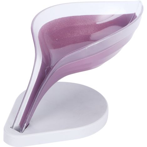 Boîte de Rangement Savon en Forme de Feuille, Porte-Savon Égouttoir Violet pour Salle de Bain et Cuisine (1/5)