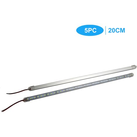 Tiras de luces LED de 12 V para iluminación bajo el mueble, iluminación interior del vehículo, tiras rígidas, tubo transparente, 20 cm, paquete de 5 (1/5)