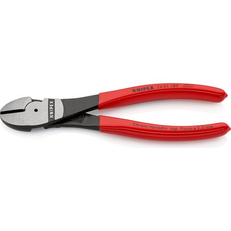 KNIPEX 74 01 180 SB High Leverage Diagonal Cutter plastic coated black atramentized 180 mm (1/4)