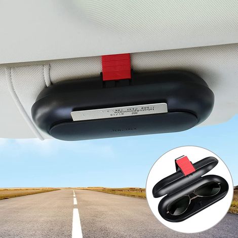 Étui à lunettes de voiture, support rétractable, étui multifonctionnel avec compartiment pour cartes de crédit. (1/5)