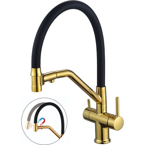 Cross-border 3-in-1 kitchen faucet with magnetic hot and cold water, universal rotating design, direct drinking water, household vegetable washing basin - cross-shaped with magnetic attraction, titani