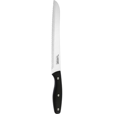 Cuchillo para pan de 21 cm, clásico, de acero inoxidable, con mango antideslizante de plástico negro. (1/2)