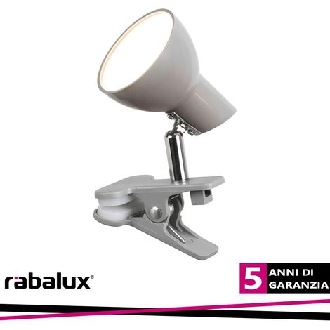 Lampada con clip grigia LED integrato 5W Rabalux Noah (1/3)