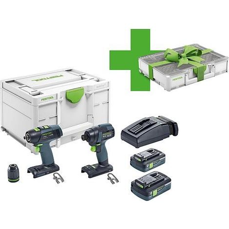 Festool – Perceuse-visseuse sans fil 18V – 2 outils avec 2 batteries 4.0Ah – Moteur Brushless – Couple 180Nm pour vissage rapide
