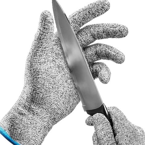 Gants anti-coupures - 2 paires - Qualité alimentaire, niveau de protection 5 - Idéaux pour fileter le poisson ou utiliser une mandoline (M)