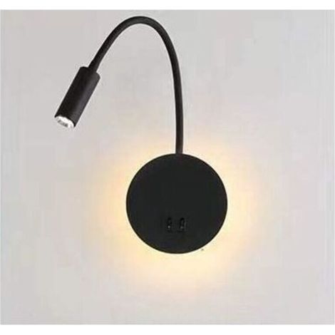 Lampe de lecture de chevet LED 3 + 8W Lampe de lecture LED flexible Swan (Noir) Applique murale Lampe de lecture LED avec interrupteur Blanc chaud 3000K Moderne (1/5)