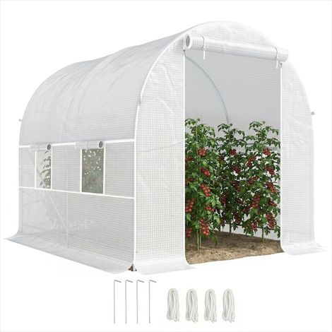 Serre de jardin Blanc serre tunnel 5 m² avec bâche PE 140g (1/5)