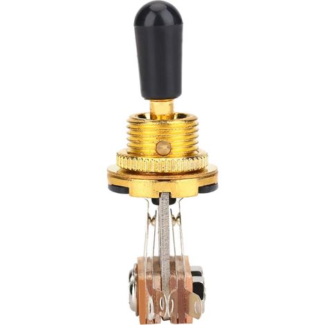 3-Way Metal Rocker Switch with Black Tip, Replacement Part for Electric Guitar (1/5)