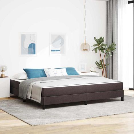 Cama tipo Box Spring Marrón Oscuro 200 x 200 cm tela (1/5)