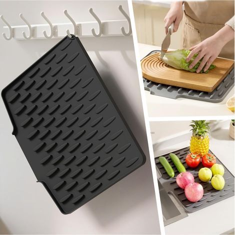 Tapis Égouttage Silicone - 1 pièce, Tapis Égouttage Silicone Beige Anti-Dérapant - Vaisselle/Lave-Vaisselle (1/5)