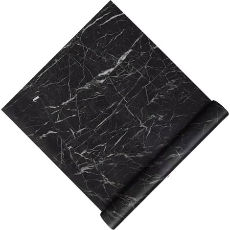 Papier peint marbré noir autocollant 40x300cm pour la décoration de bureau et de maison (1/5)