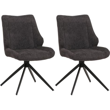 Lot de 2 chaises de salle à manger HWC-O48 chaise de cuisine pivotante Auto-Return tissu/textile chenille (320g/m2) (1/2)