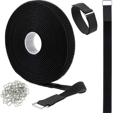 Quadrios 25CA576 Nastro a strappo per raggruppare Lato morbido e lato rigido (L x L) 10 m x 20 mm Nero 10 m