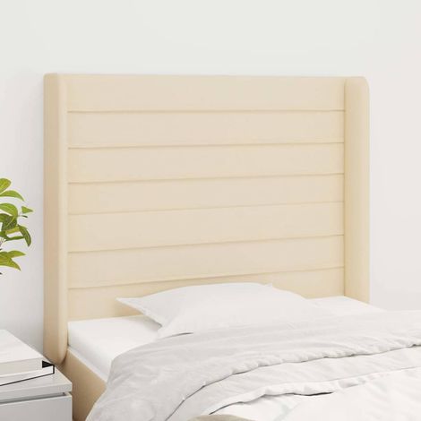 vidaXL Cabecero con orejas de tela color crema 83x16x118/128 cm (1/5)