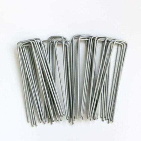 Piquets de fixation en U galvanisés 150 mm – Lot de 50 pour géotextile, gazon synthétique, bâche anti-mauvaises herbes et filets (1/5)