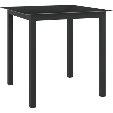 Gartentisch Schwarz 80x80x74 cm Aluminium und Glas