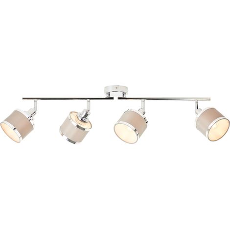 Brilliant Spot Alexia 4-flammes chrome/gris métal/textile 4x D45, E14, 28 W, Convient pour lampe à poser (non incluse) (1/5)