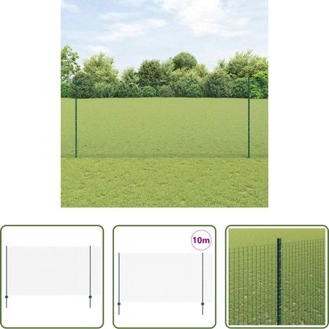 Gartenzaun - Zaun mit Pfosten Grün 1,4 x 10 m Stahl und PVC (1/5)