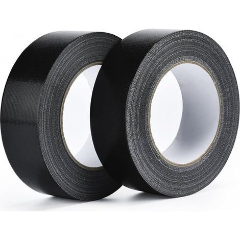 2 Rouleaux Ruban Adhésif Toilé Noir 27,4m x 25mm Heavy Duty Duct Tape Ruban en Tissu Ruban Adhésif Noir Puissant Déchirable à la Main pour Réparations Scellage Ombrage Intérieur et Extérieur (1/5)