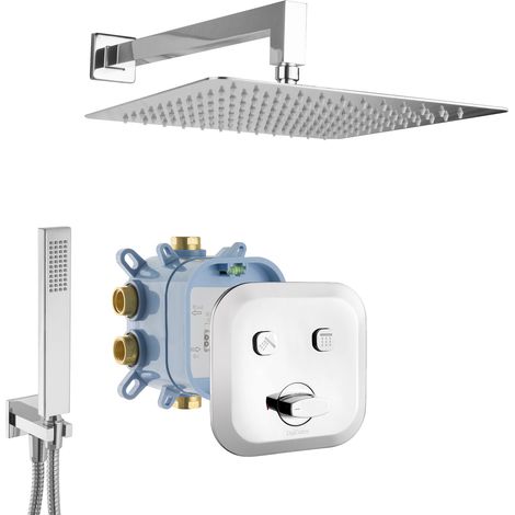 Ensemble de douche à effet pluie encastré PaulGurkes avec sélection d'action 30 cm