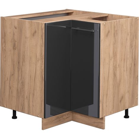 Meuble d'angle Fame-Line, Anthracite Haute brillance, 80.5 cm sans plan de travail, Vicco
