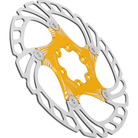 Plaquettes de frein VTT métalliques 160mm, 5 trous, finition or pour freins à disque (1/5)