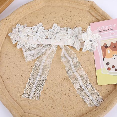 Baby-Haarreif mit künstlicher Blume, aus weichem und dehnbarem Nylon, im Prinzessinnen-Stil, für Babys und Kleinkinder (ab 0 Tagen) – Weiß (1/5)