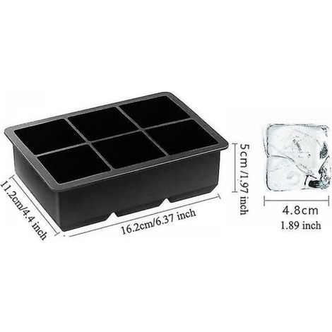 Moule à glace carré en silicone pour 6 whisky - Grand bac à glaçons de qualité alimentaire - Démoulage facile (1/2)