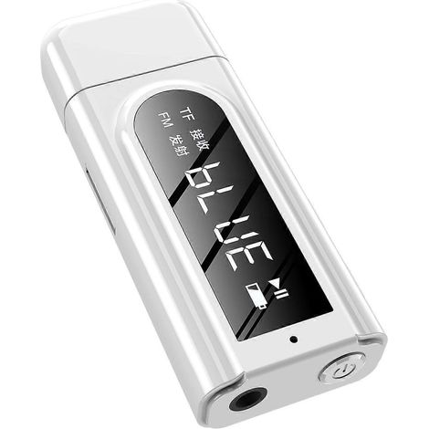USB-Bluetooth-5.0-Adapter, Mini-Stereo-Transmitter/Receiver mit AUX- und FM-Anschluss sowie LCD-Bildschirm
